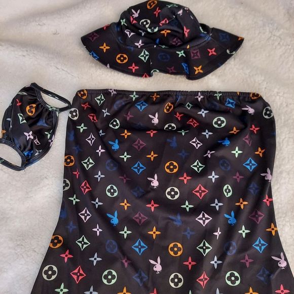 Bunnies and Symbols Strapless Dress with Hat and Mask- NEW - Picture 3 of 8